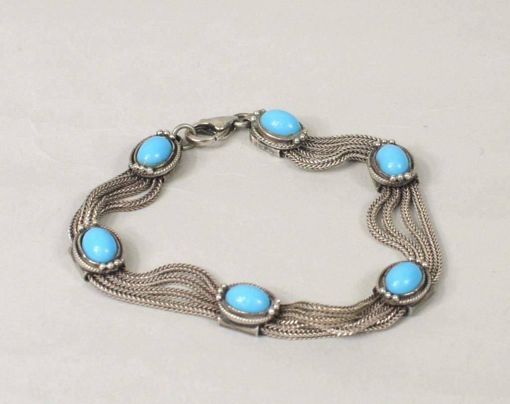 Turkish Sterling & Persian Turquoise Bracelet (1 of 3)