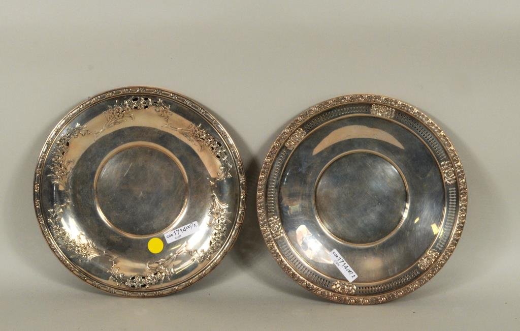 Two Sterling Silver Repousse Floral Trays (1 of 7)