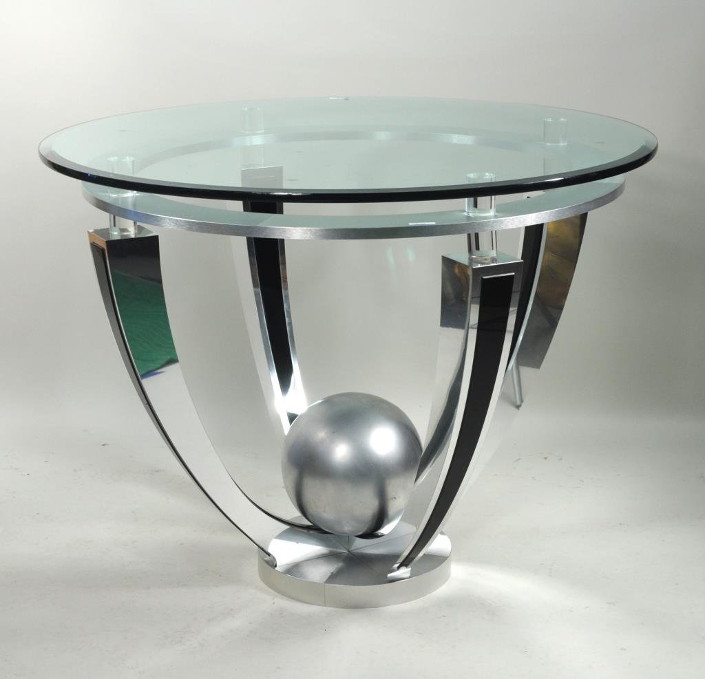 Modernist Glass Top Round Dining Table (1 of 3)