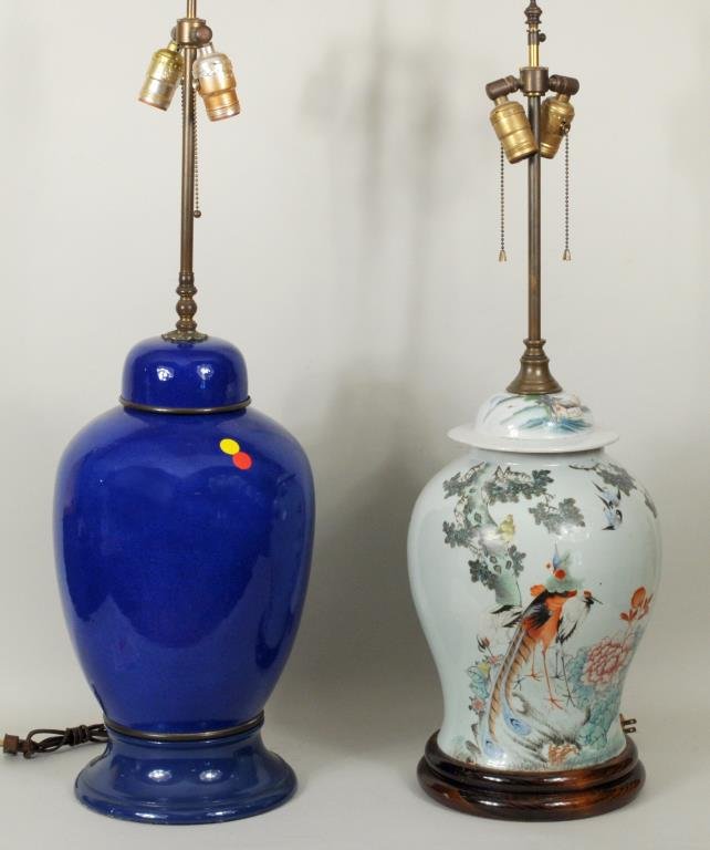 Two Baluster Form Chinese Urns/Lamps (1 of 3)