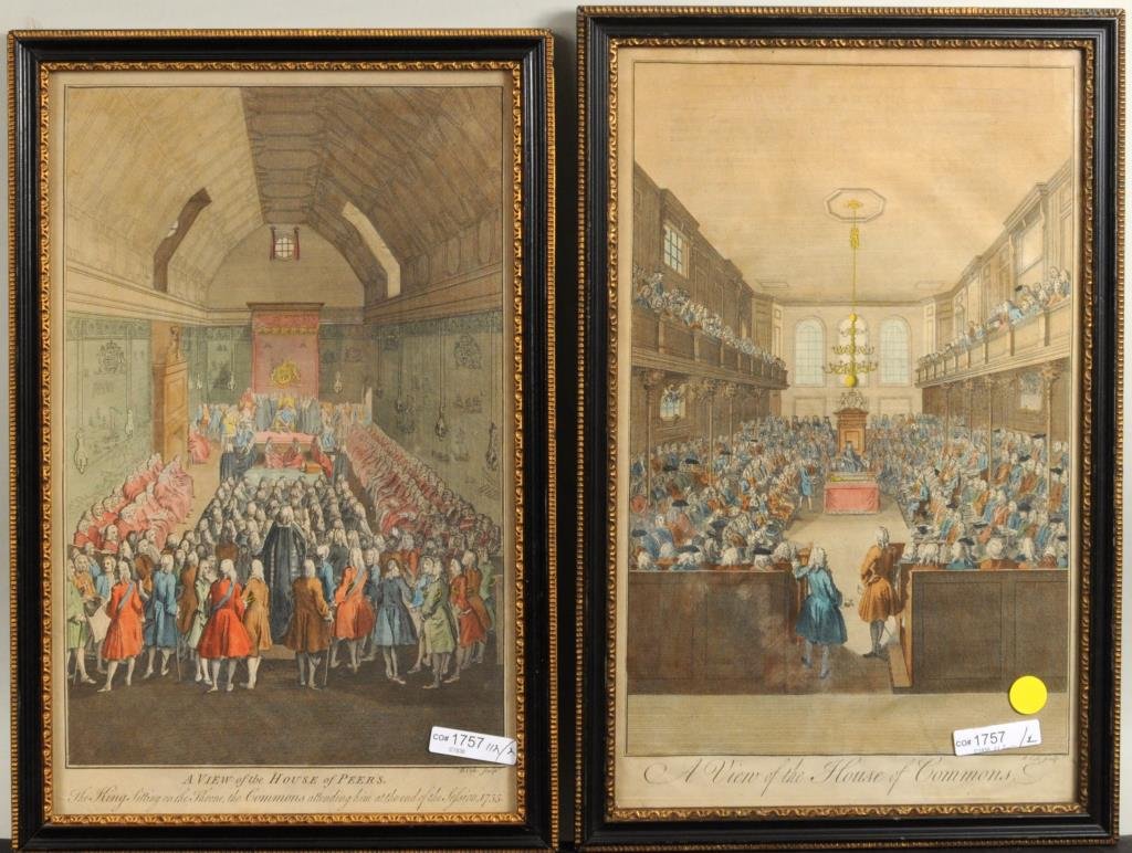 2 Early English Hand Colored Engravings (1 of 4)