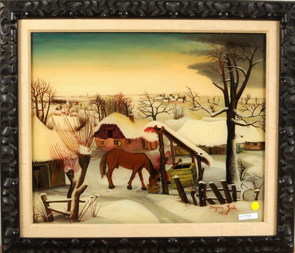 Dragon Gazi "Farm Scene" Reverse Painting O/G (1 of 2)