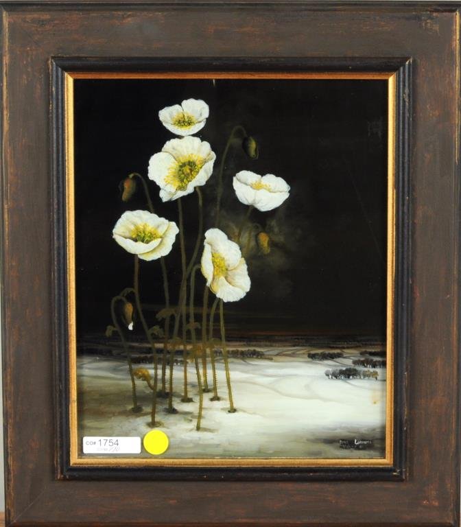 Dragica Loncaric "Flowers" Reverse Painting O/G (1 of 2)