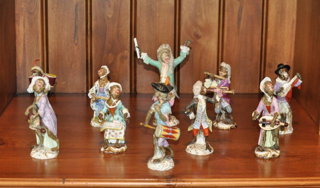 Group 10 Porcelain German Meissen Monkey Musicians (1 of 4)
