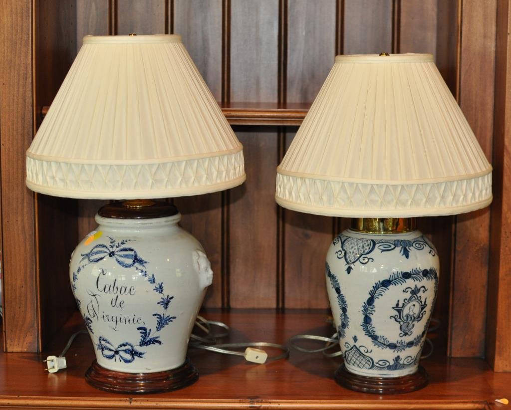 2 Continental Blue & White Pottery Jars As Lamps (1 of 2)