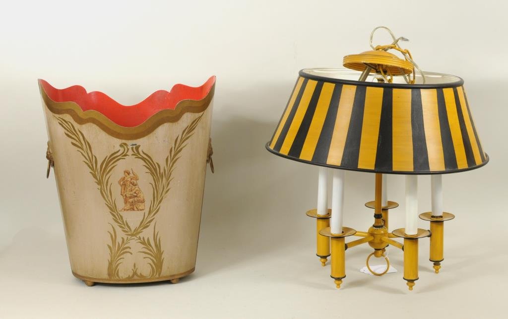 Tole Peinte Five Light Chandelier & Waste Basket (1 of 3)