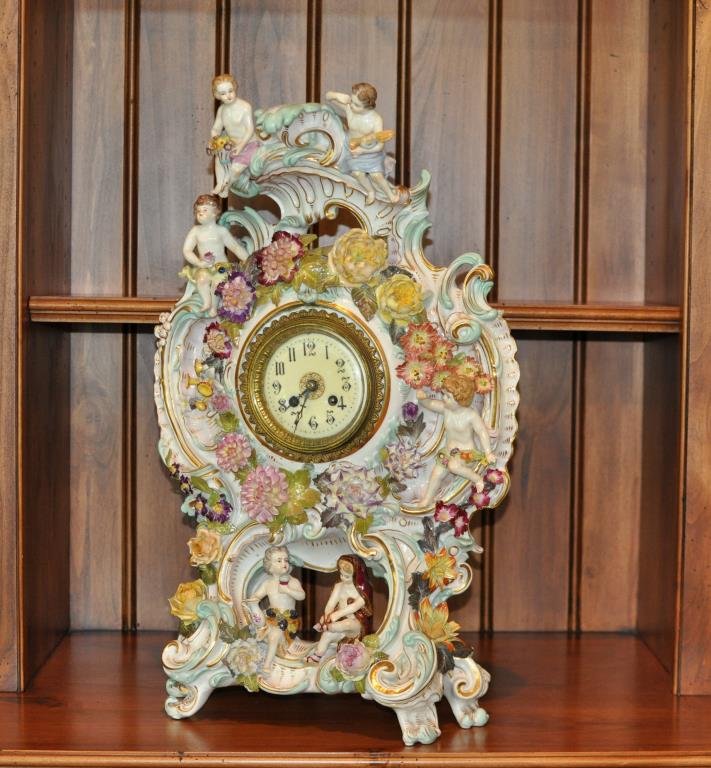 Meissen Porcelain Mantel Clock, Porcelain Dial (1 of 5)