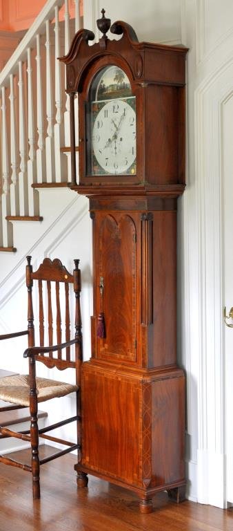 English George III Inlaid Mahogany Tall Case Clock (1 of 8)