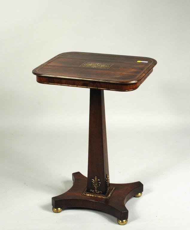 Fine Small Regency Rosewood Inlaid Pedestal Table (1 of 3)
