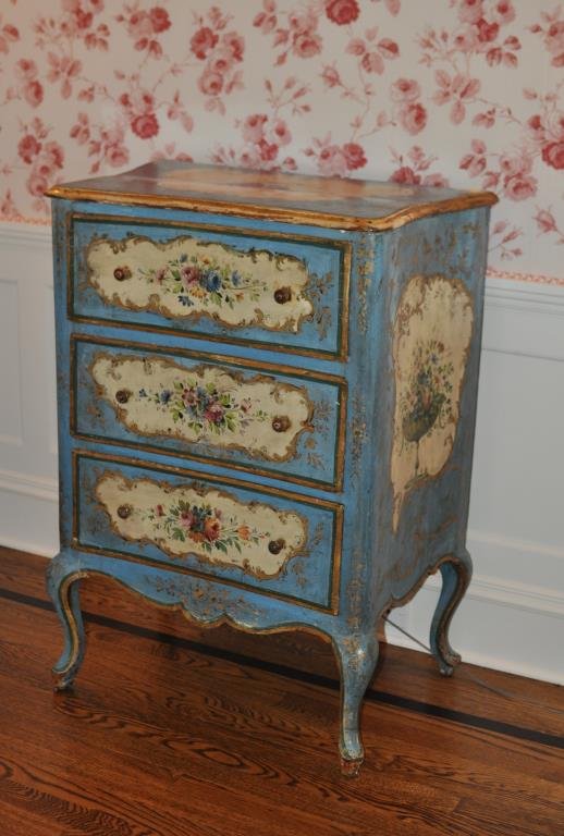 Italian Rococo Painted Three Drawer Commode (1 of 4)
