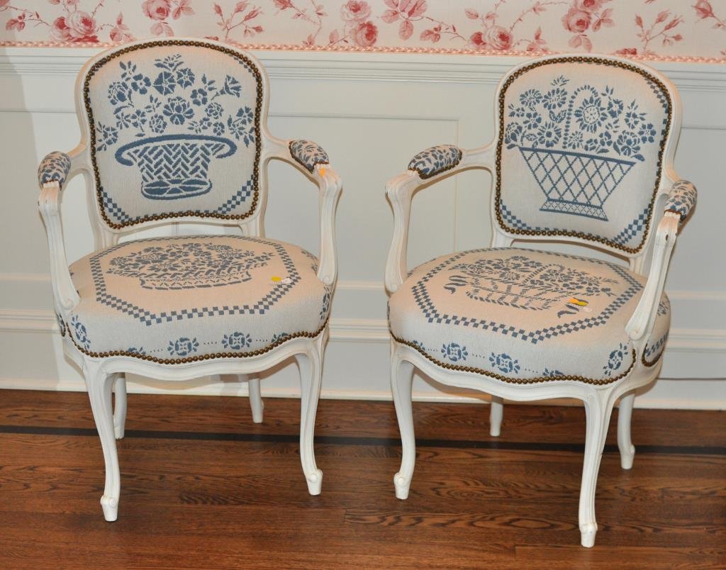 Pair Louis XV Style Painted Fauteuils (1 of 2)