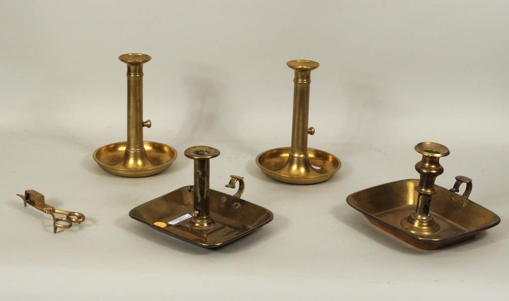 Group Four Brass Pushup Candlesticks (1 of 6)