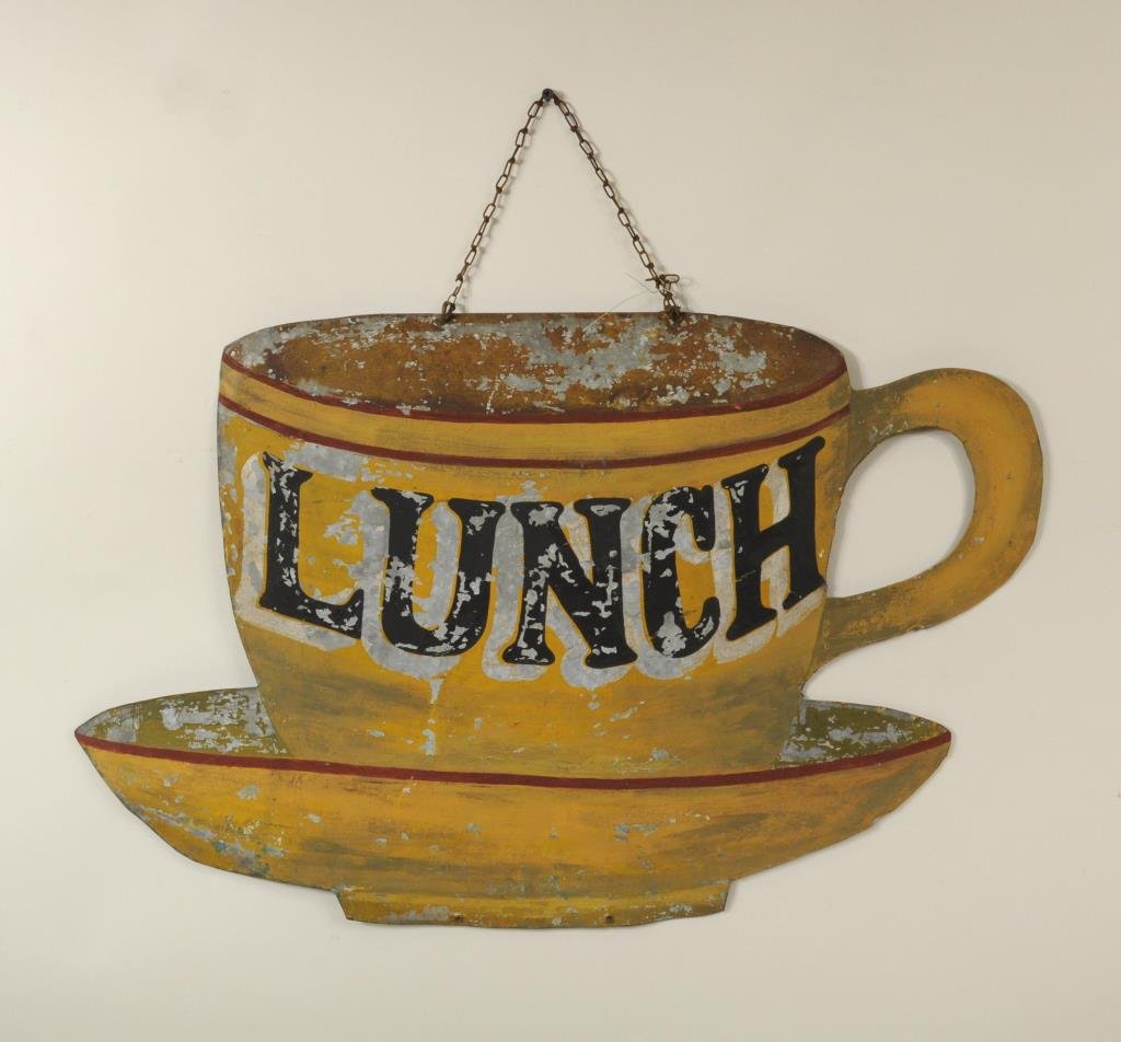 Vintage Painted Tin "Lunch" Trade Sign (1 of 3)