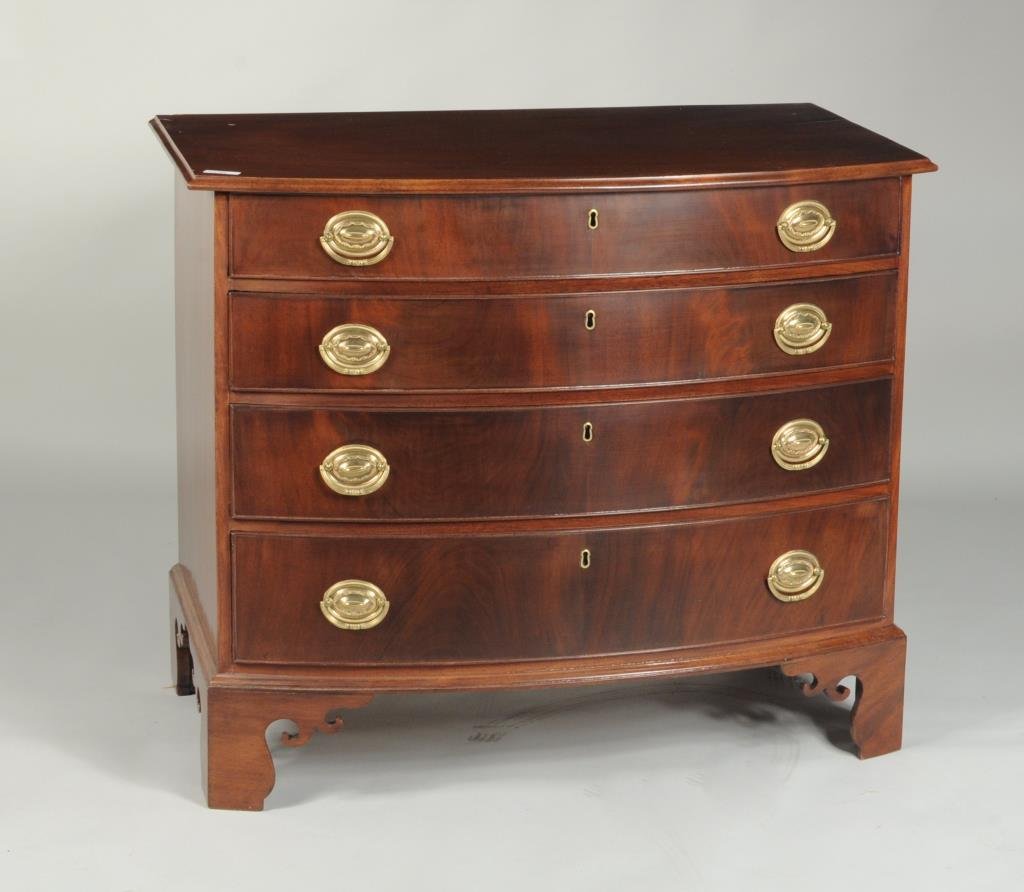 Probably NE Chippendale Mahogany Bowfront Chest (1 of 5)