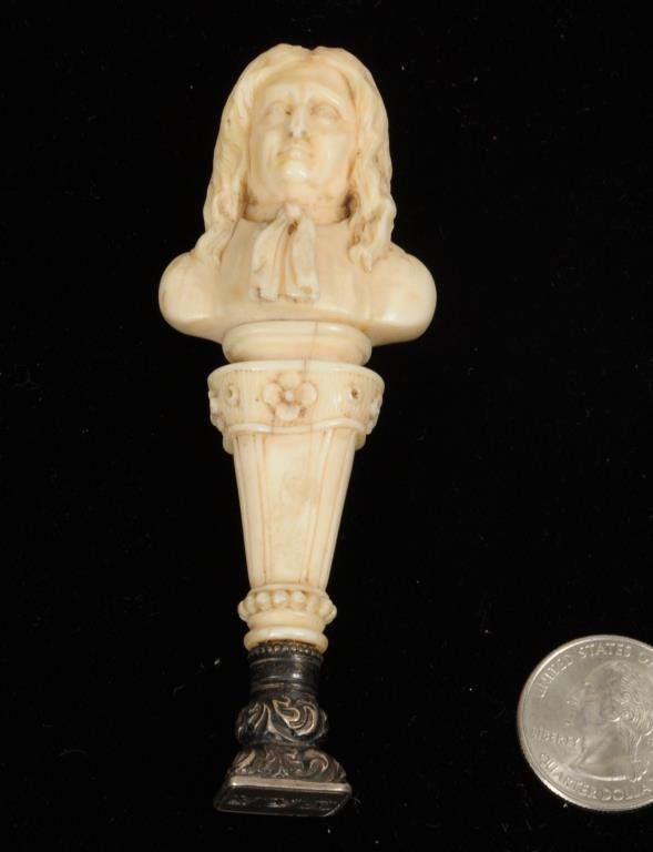 Continental Carved Ivory Bust Form Handled Seal (1 of 4)