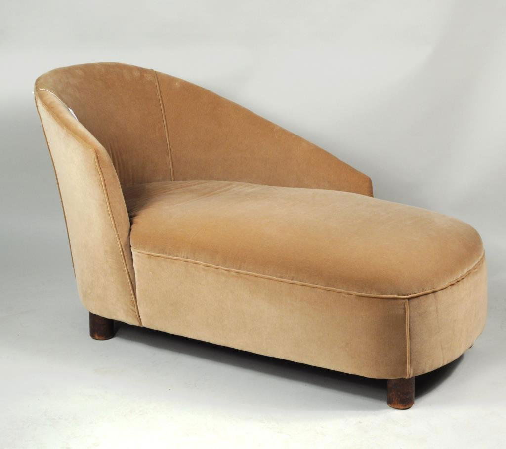 Mid Century Velvet Upholstered Chaise Lounge (1 of 4)
