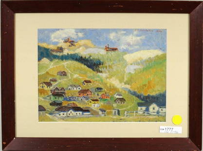 Kenneth Stevens Macintire "Crescent Mine...": Kenneth Stevens Macintire (American, 1891-1979), "Crescent Mine (Gold) Copper Creek Canyon" oil on board, signed, dated upper right "K S Macintire 1922", titled on verso. Framed, not examined out of f