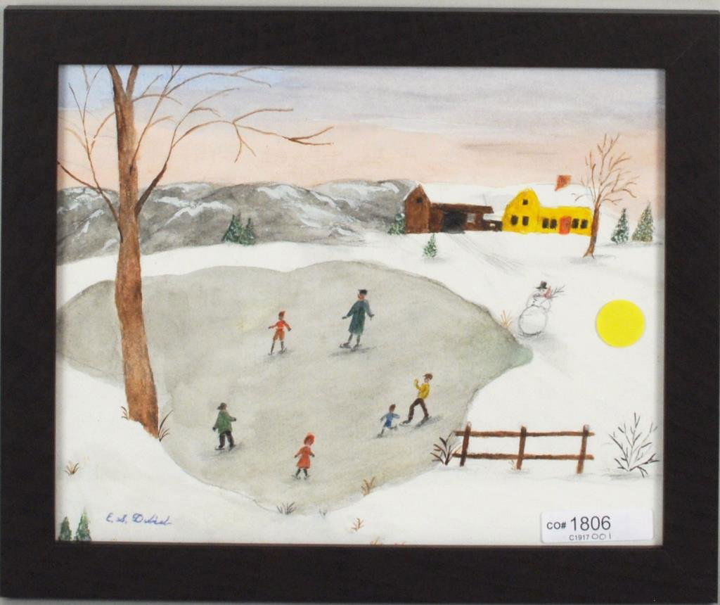 Evelyn Dubiel "Winter On A Connecticut Pond" W/C (1 of 4)