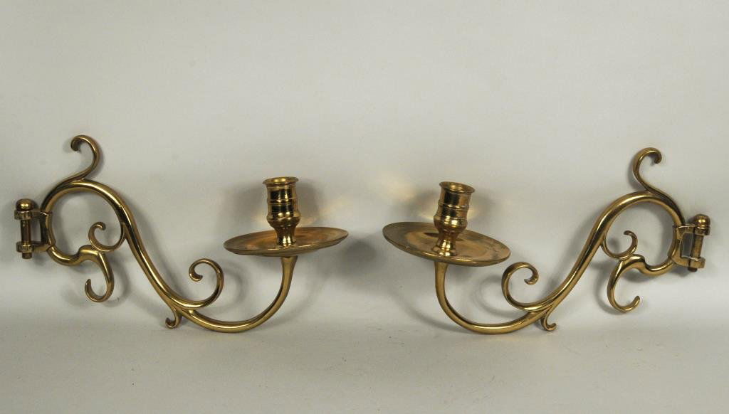 Pair Vintage Brass Turned Scrollwork Wall Sconces (1 of 4)