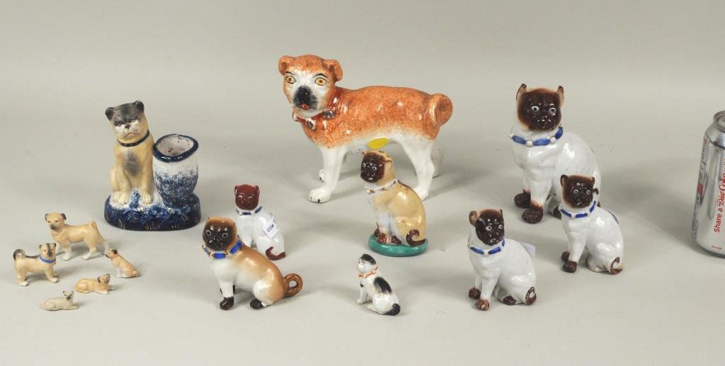 Group 14 Porcelain & Bisque Pug Figures (1 of 6)