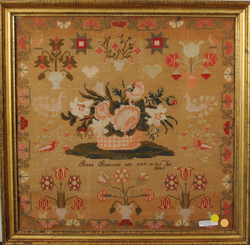Probably American Framed Needlework Sampler (1 of 3)