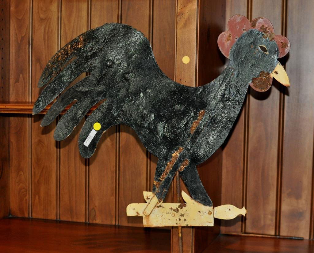 Folk Art Painted Sheet Iron Rooster Weathervane (1 of 3)