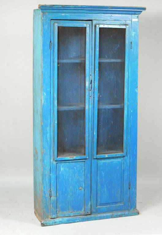 Primitive American Blue Painted Pie Safe Cupboard (1 of 8)