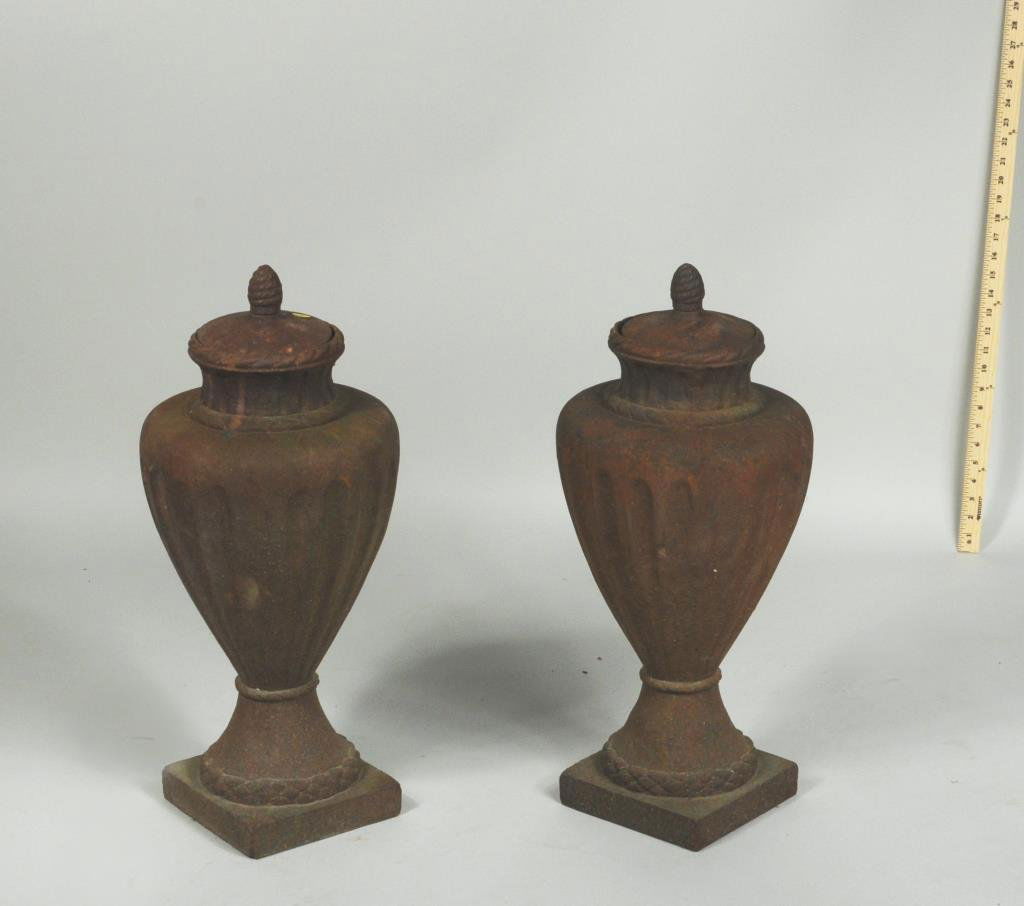 Pair Cast Iron Garden Urns (1 of 4)
