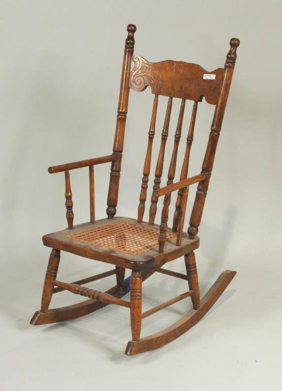 Oak Child's Cane Seat Rocking Chair (1 of 2)