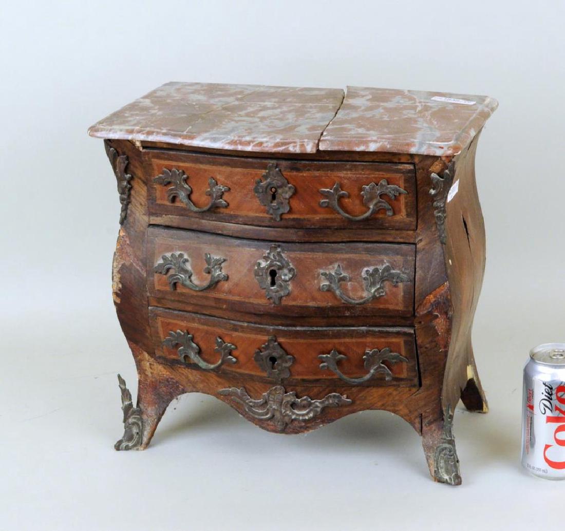 Miniature Louis XV Style Veneered 3-Drawer Commode (1 of 5)
