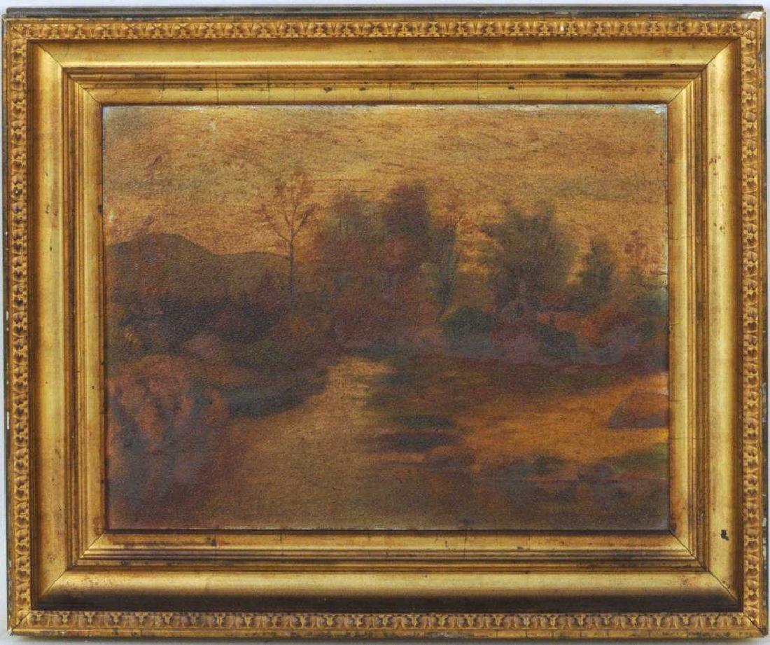 Hudson River School Scene Oil/Academy Board (1 of 3)