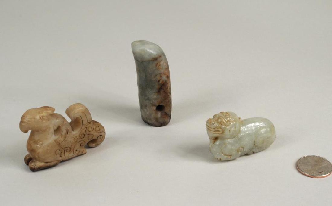 Three Chinese Carved Jade Pendants (1 of 6)