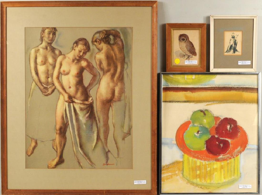 3 Framed Reprod. Prints & Watercolor Still Life (1 of 6)