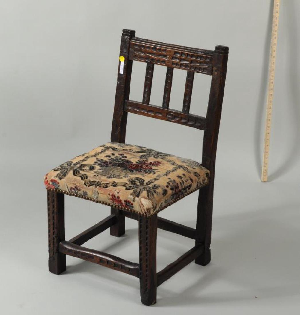 Spanish Baroque Carved Walnut Back Stool (1 of 6)