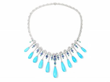 18K GOLD NATURAL SLEEPING BEAUTY TURQUOISE NECKLACE