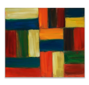 SEAN SCULLY, (B.1945) "CUT GROUND REED CREAM BLUE", ATTRIBUTED TO, OIL ON CANVAS