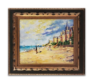 CLAUDE MONET (1840-1926), "PLAGE ET MER", ATTRIBUTED TO, OIL ON CANVAS