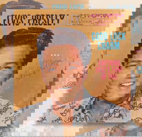 ELVIS PRESLEY SIGNED VINYL RECORD OF "GOOD LUCK CHARM/ANYTHING THAT'S PART OF YOU"