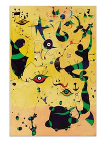 JOAN MIRO,"ONE PLATE FROM:CONSTELLATIONS, 1959", ATTRIBUTED TO, OIL ON CANVAS
