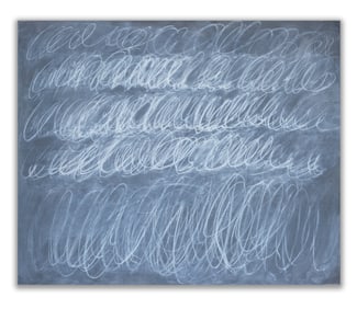 CY TWOMBLY(1982-2011) "UNTITLED", ATTRIBUTED TO ,OIL BASED HOUSE PAINT AND WAX CRAYON ON CANVAS