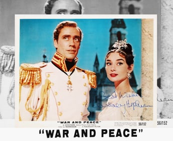 AUDREY HEPBURN SIGNED WAR AND PEACE PUBLICITY STILL (1956, PARAMOUNT PICTURES)