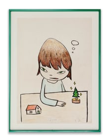 YOSHITOMO NARA (B.1959), ATTRIBUTED TO, COLORED PENCIL & CRAYON ON PAPER