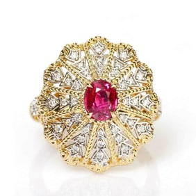 IN THE STYLE OF BUCCELLATI, 18K GOLD RUBY RING