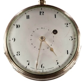 BERLIN KARL NEUMANN ANTIQUE SILVER POCKET WATCH, WITH EXQUISITE MOVEMENT AND KEY.
