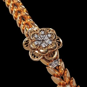 1960S FRENCH 18K GOLD AND DIAMOND ANTIQUE "SECRET" WRISTWATCH