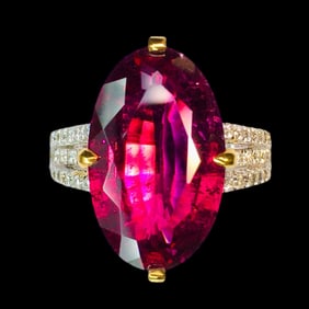 18K GOLD RUBY AND TOURMALINE RING