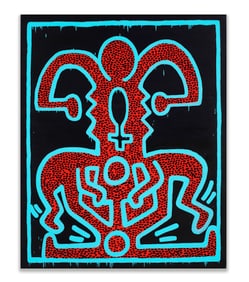 KEITH HARING (1958-1990), ATTRIBUTED TO, ACRYLIC ON CANVAS