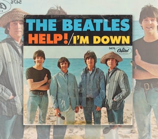 THE BEATLES SIGNED VINYL RECORD OF "HELP! / I'M DOWN"
