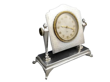 BRITISH PURE SILVER SMALL TABLE CLOCK