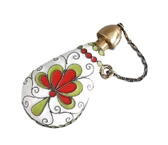 SILVER, ENAMEL AND GILT PERFUME BOTTLE